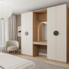 Guarda-Roupa Modulado Joy 3 Peças 2 Gavetas, Penteadeira Espelho Cabideiro CabeCasa MadeiraOriginals