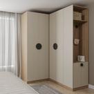 Guarda-Roupa Modulado Joy 3 Peças Canto, Nicho com 2 Gavetas e Sapateira CabeCasa MadeiraOriginals Cinza/Sereno/Avena
