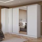 Guarda-roupa Modulado Neo + Guarda-roupa Royale 3 Portas De Correr Com Espelho Branco Madesa