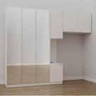 Guarda-Roupa Modulado Solteiro 7 Portas com Espelho e Mesa de Cabeceira Hera CabeCasa MadeiraMadeira Branco Geada/Cromado