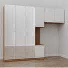 Guarda-Roupa Modulado Solteiro 7 Portas Espelho e Mesa de Cabeceira Hera CabeCasa MadeiraOriginals