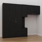 Guarda-Roupa Modulado Solteiro com Mesa de Cabeceira 7 Portas 3 Peças Hera CabeCasa MadeiraMadeira Preto/Cromado