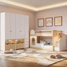Guarda-roupa Modulado Wave e Beliche Montessoriano com Janela New Garden Casatema