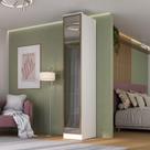 Guarda Roupa Modular 41cm 1 Porta Reflecta e Led 100% MDF