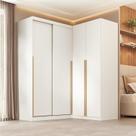 Guarda-roupa Modular de Canto 2 Peças 2 Portas com 2 Portas de Correr Jade CabeCasa MadeiraOriginals Branco Fosco