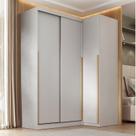 Guarda-roupa Modular de Canto 2 Peças 3 Portas com 2 Portas de Correr Jade CabeCasa MadeiraOriginals Cinza Urbano
