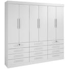 Guarda Roupa Mônaco Casal 6 Portas 12 Gavetas Cor Branco