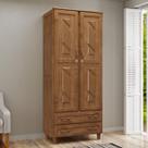 Guarda-Roupa Multiuso 2 Portas 2 Gavetas Imbuia Grécia Madeira Pinus - Cavazotto