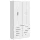Guarda Roupa Napoles Solteiro 4 Portas 6 Gavetas San Marino Cor Branco