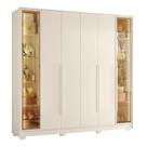 Guarda Roupa Napoli com Portas Laterais em Vidro Reflecta Bronze Off White - Móveis Albatroz