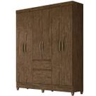 Guarda Roupa New Cuba 162cm 6 Portas Castanho Wood Moval