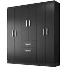 Guarda Roupa New Marbella Casal 7 Portas 1 Gaveta Evidencia Cor Preto