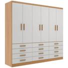 Guarda Roupa New Monaco Casal 6 Portas 12 Gavetas Evidencia Cor Branco Cinamomo