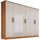 Guarda Roupa Nina Casal 6 Portas 4 Gavetas Bianchi Cor Cinamomo Off White