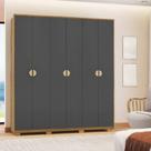 Guarda-roupa Noronha Com Maleiro Interno 6 Portas 4 Gavetas Nature/alasca 100% Mdf - Vila Rica