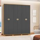 Guarda-Roupa Noronha com Maleiro interno 6 Portas 4 Gavetas Nature/Alasca 100% MDF - Vila Rica