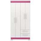 Guarda Roupa Notável NT 6010 4 Portas 2 Gavetas 187cm Branco Rosa Texturizado