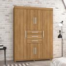 Guarda-Roupa Olite 6 Portas 3 Gavetas Imperial Nature Com Pés De Madeira 227cm