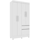 Guarda Roupa Oregon Solteiro 4 Portas 2 Gavetas Tcil Cor Neve