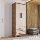 Guarda Roupa Pequeno 60cm 2 Portas e 3 Gavetas Floripa Cedro Areia