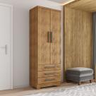Guarda Roupa Pequeno 60cm 2 Portas e 3 Gavetas Floripa Cedro
