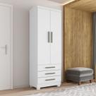 Guarda Roupa Pequeno 60cm 2 Portas e 3 Gavetas Floripas Branco
