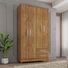 Guarda Roupa Pequeno 90cm 4 Portas e 2 Gavetas Madri cor Cedro