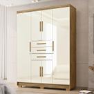 Guarda Roupa Pequeno Taurus 6 Portas 3 Gavetas Nature e Champanhe - Vila Rica