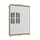 Guarda Roupa Peroba Elô 4 Portas e 4 Gavetas Branco Com Carvalho