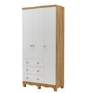 Guarda-Roupa Peroba Junior 3 Portas 3 Gavetas Branco Amêndoa