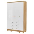 Guarda-Roupa Peroba Junior 4 Portas 3 Gavetas Branco Amêndoa