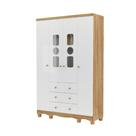 Guarda Roupa Peroba Tedy 4 Portas e 3 Gavetas Branco C Amêndoa