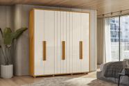 Guarda Roupa Portinari 100% MDF-6 Portas de Abrir C/ Amortecimento - 4 Gavetas c/ Corrediças Telescópicas -Cinamomo/Off