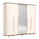 Guarda Roupa Premium Ripado 6 Portas 6 Gav. Off White/Nature