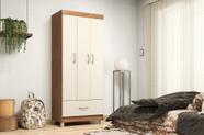 Guarda-Roupa Prince 3 Portas 1 Gaveta em MDP com Cabideiro Amêndola Touch/Off White Liberty Móveis