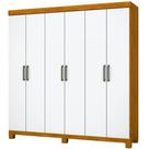 Guarda Roupa Recife Casal 6 Portas 2 Gavetas Carioca Cor Cinamomo Branco