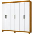 Guarda Roupa Recife Casal 6 Portas 2 Gavetas Carioca Cor Cinamomo Branco