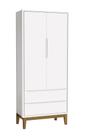 Guarda-Roupa Retrô 2 Portas Classic New Branco Fosco com Madeira - Reller
