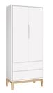 Guarda-Roupa Retrô 2 Portas Classic New Branco Fosco com Natural - MoveisAqui Guarda-Roupa Retrô 2 Portas Classic New Branco Fosco com Natural - MoveisAqui