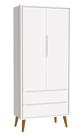 Guarda-Roupa Retrô 2 Portas Théo New Branco Fosco com Madeira - Reller