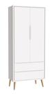 Guarda-Roupa Retrô 2 Portas Théo New Branco Fosco com Natural - MoveisAqui