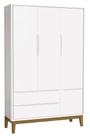 Guarda-Roupa Retrô 3 Portas Classic New Branco Fosco com Madeira - Reller