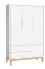 Guarda-Roupa Retrô 3 Portas Classic New Branco Fosco com Natural - Reller
