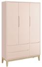 Guarda-Roupa Retrô 3 Portas Classic New Rosa Fosco com Natural - MoveisAqui