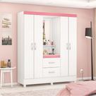 Guarda Roupa Roupeiro Capelinha 04 Portas Lord Branco Rosa Flex Demóbile Guarda Roupa Roupeiro Capelinha 04 Portas Lord Branco Rosa Flex Demóbile