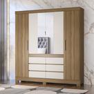 Guarda Roupa Roupeiro Casal 04 Portas Cádis Amêndola Touch Off White Demóbile