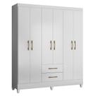 Guarda Roupa Roupeiro Casal Panama 6 Portas 2 Gavetas Branco Acetinado - Moval
