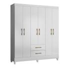 Guarda Roupa Roupeiro Casal Panama 6 Portas 2 Gavetas Branco - Moval Guarda Roupa Roupeiro Casal Panama 6 Portas 2 Gavetas Branco - Moval