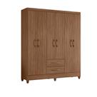 Guarda Roupa Roupeiro Casal Panama 6 Portas 2 Gavetas Castanho - Moval