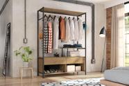 Guarda Roupa Roupeiro Closet Barcelona Industrial Marrom Preto - artefamol